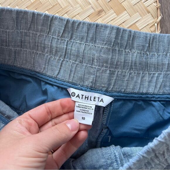 Athleta Cabo linen wide leg pants blue‎ women’s size 10 - Picture 7 of 10